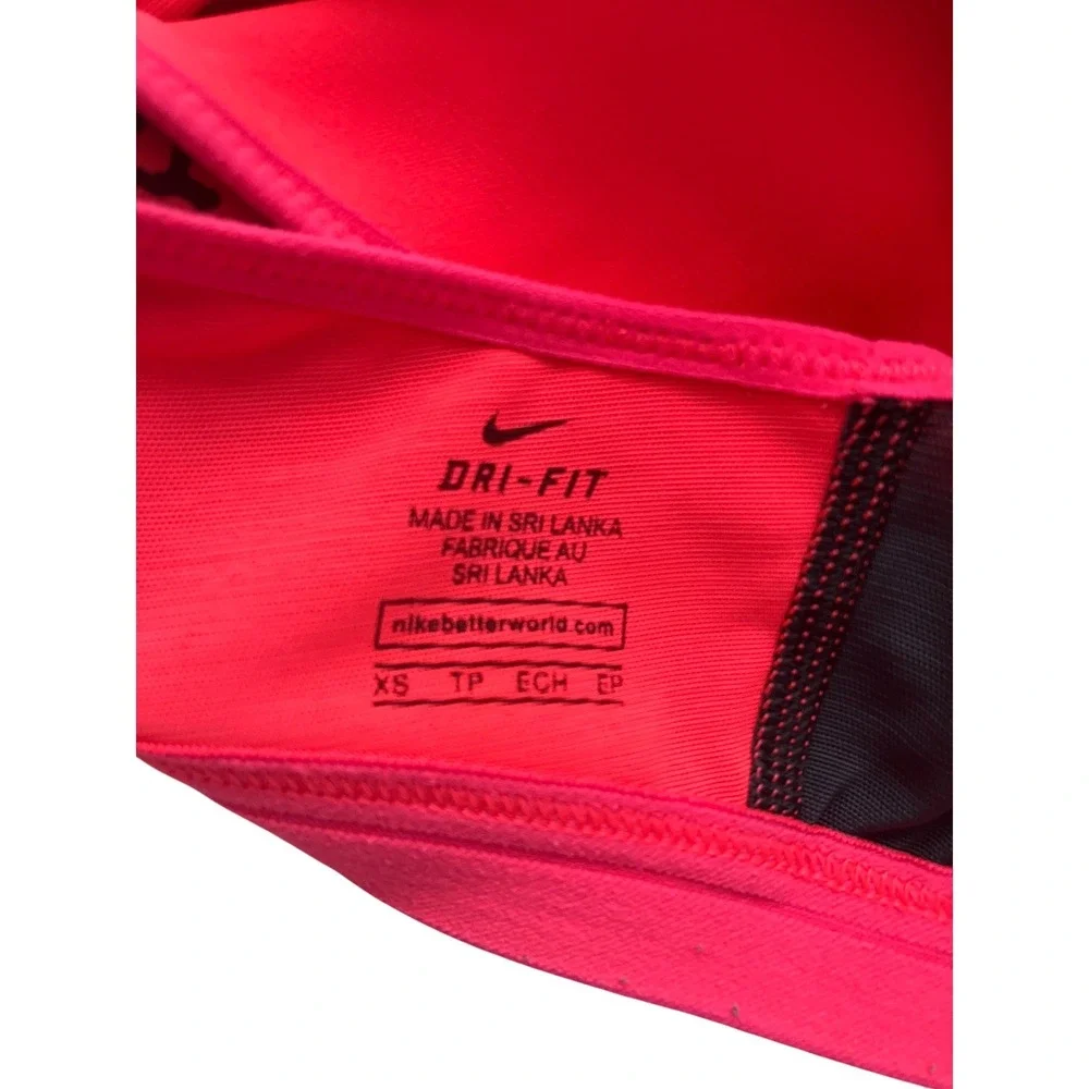 Nike Dri-FIT‎ Womens XS Neon Pink Black Abstract Print Racerback Sports Bra